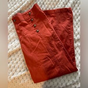 St. John’s Bay high rise Mariner pants Button Detail sailor style size 14 orange